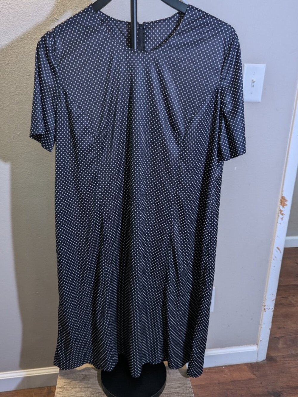 Vintage Handmade Black and White Polka Dot Short Sleeve Dress